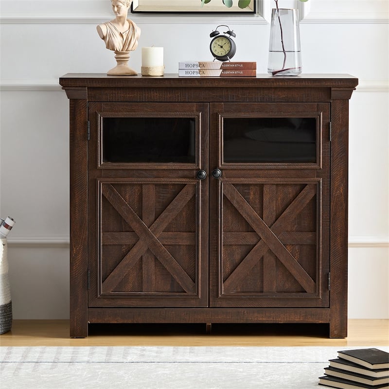 Wood Buffet Cabinet with 2 Doors and Metal Handle
