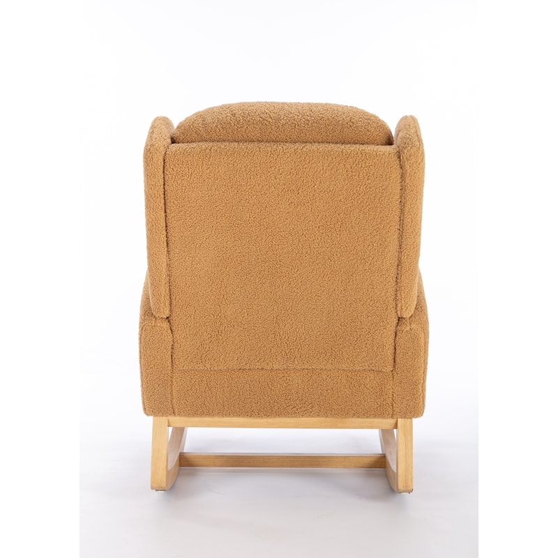 Teddy Fabric Rocking Chair With Packet Wood Legs