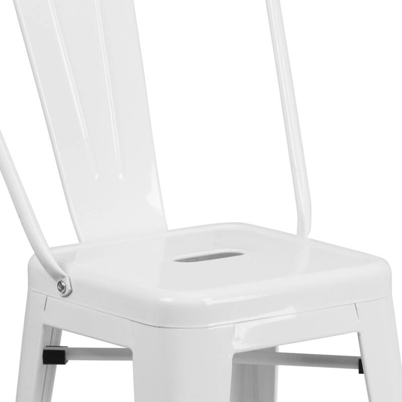 24'' High Metal Indoor-Outdoor Counter Height Stool with Back