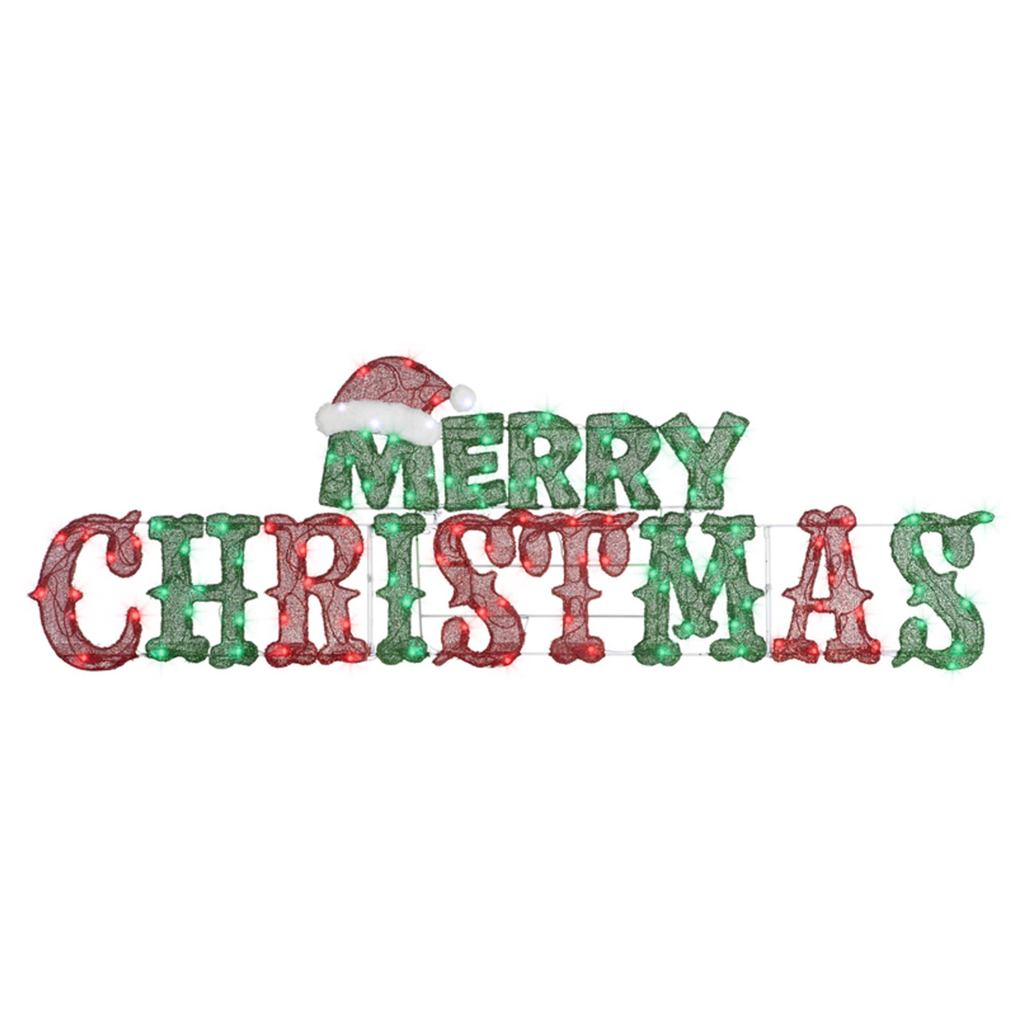 Gemmy Flat-tastic Merry Christmas 19 in. Yard Decor - Green