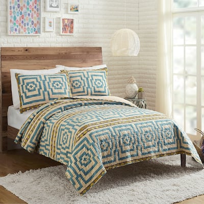Hypnotic Blue 3-Piece Quilt Set by Jungalow