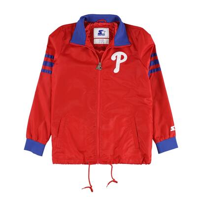 STARTER Mens Philadelphia Phillies Windbreaker Jacket,, Red, Medium