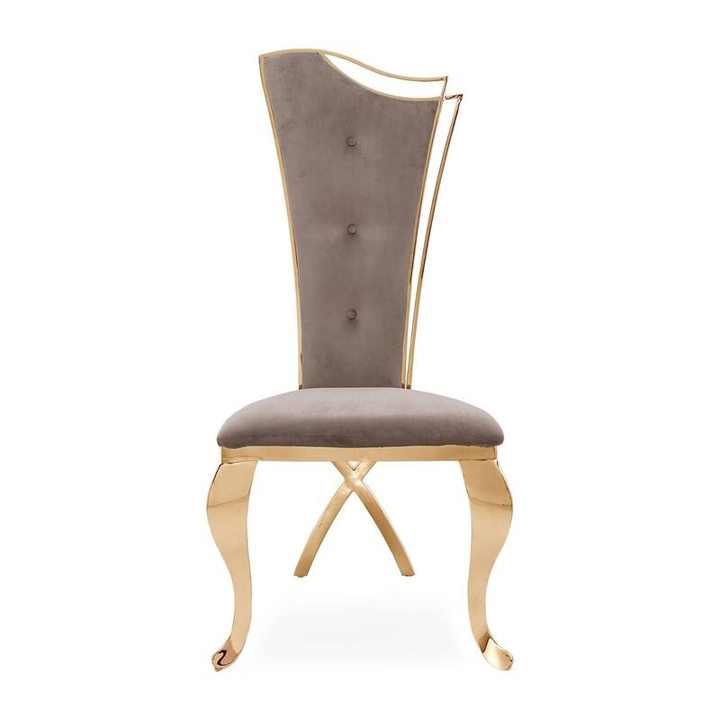 Belladonna Titanium Gold Stainless Steel Dining Chair, Set of 2 - Taupe