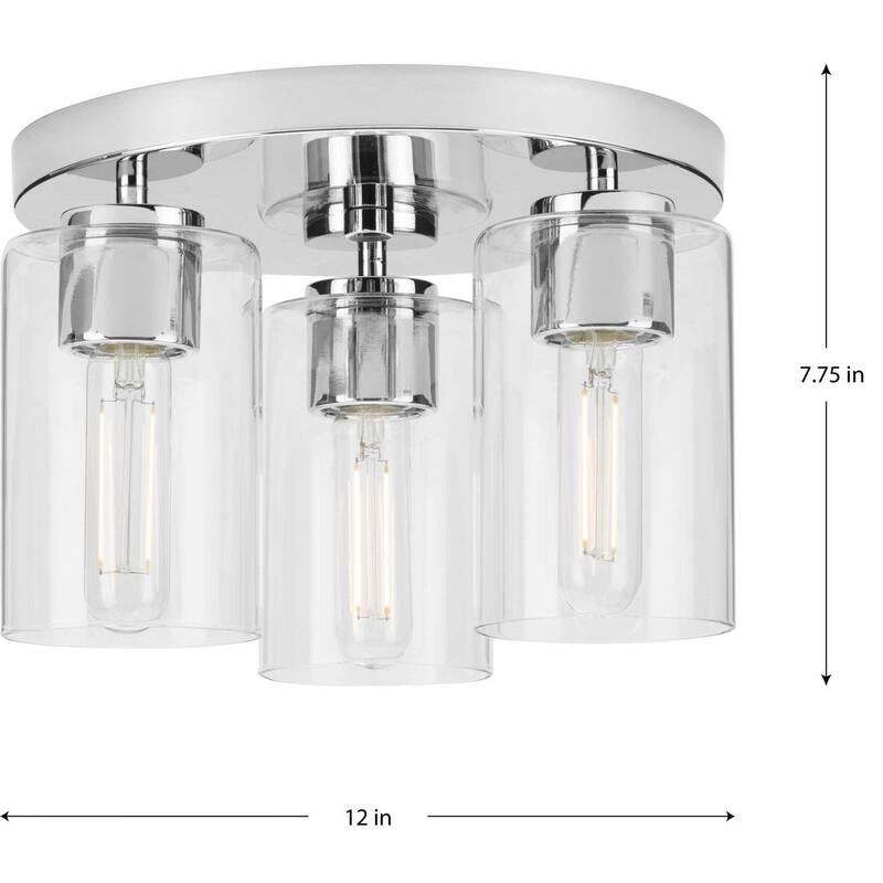 Cofield Collection 12. in Three-Light Polished Chrome Transitional Flush Mount - 12 in x 12 in x 7.75 in