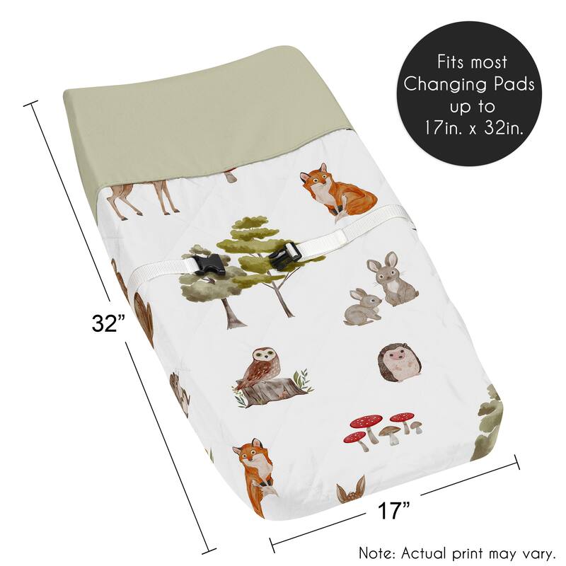 Sweet Jojo Designs Woodland Forest Animals Boy Girl Gender Neutral Unisex Changing Pad Cover Friend Bear Fox Hedgehog Watercolor
