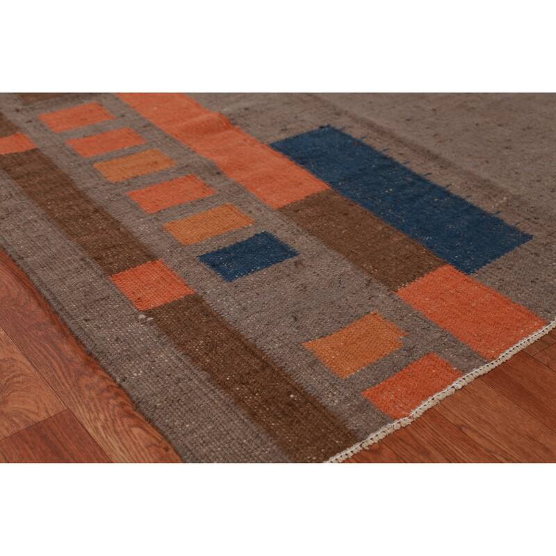 Hand Woven Oriental 100% Jute Carpet Southwestern Modern Brown Kilim Area Rug - 11' 9'' X 9' 2''