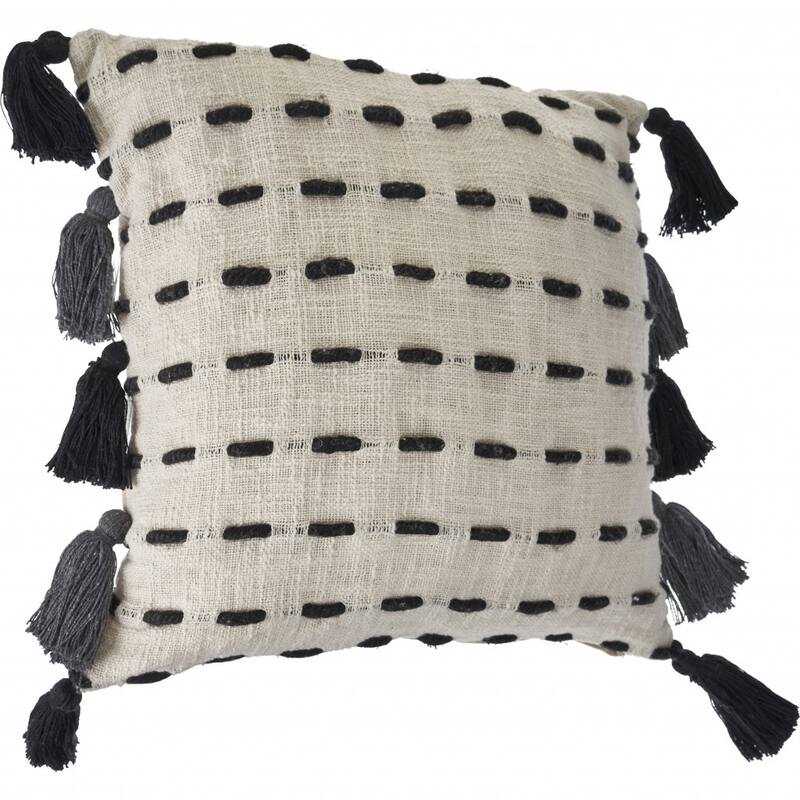 HomeRoots 20" X 20" Black And Cream 100% Cotton Geometric Zippered Pillow