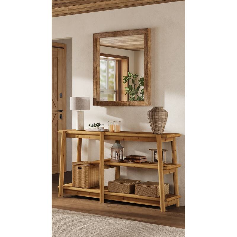 Narrow Solid Wood Console Table, 62.99-Inch Long Farmhouse Solid Wood Console Table