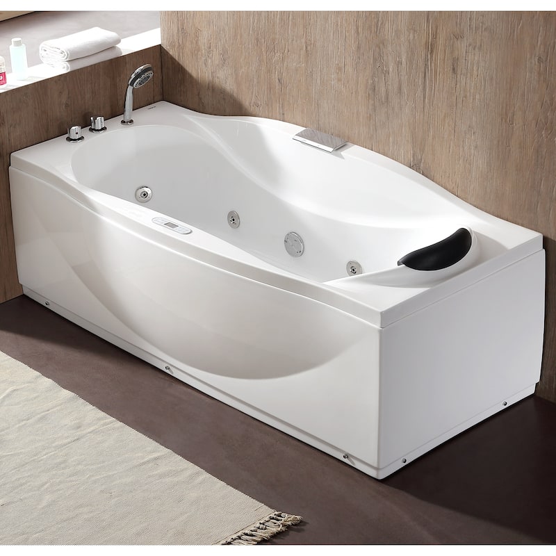 Eago AM189ETL-L 6 ft Left Drain Acrylic White Whirlpool Bathtub with Fixtures