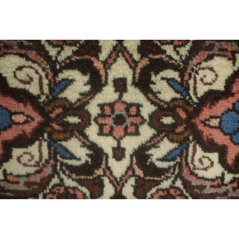 Hand Knotted Oriental 100% Wool Carpet Traditional Tribal Beige & Ivories Hamedan Runner Rug - 6' 8'' X 2' 10''