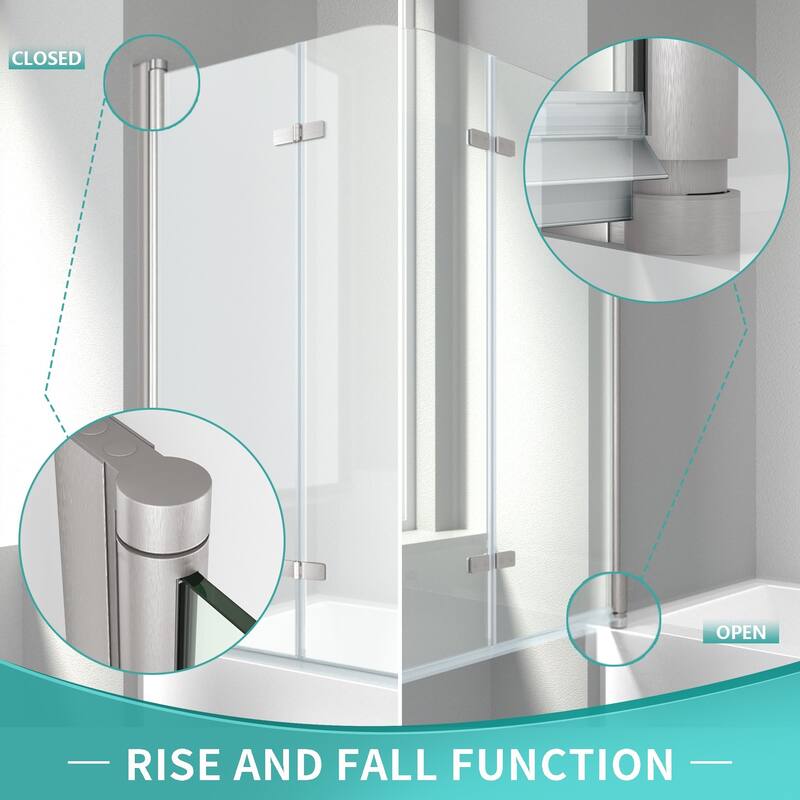 i-Homare 35 in. W x 55 in. H Frameless Tempered Glass Tub Door