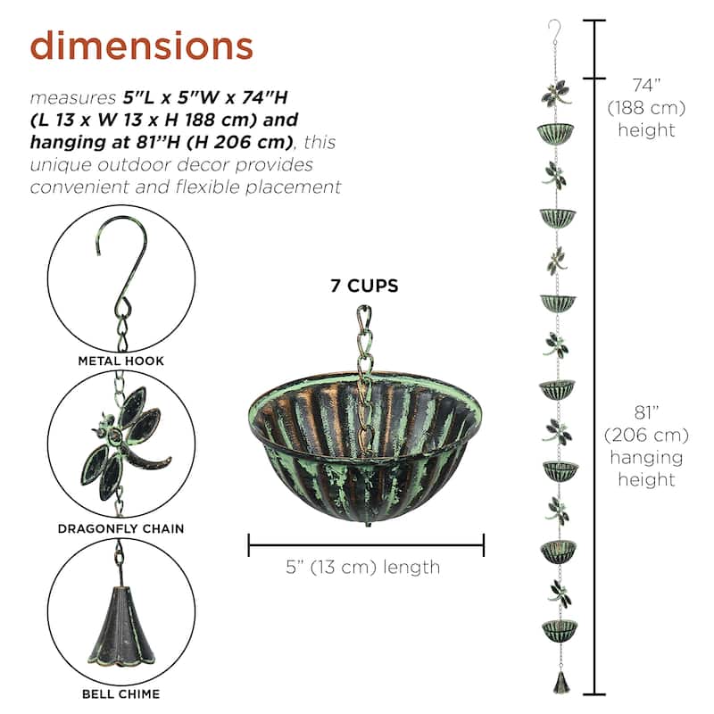 Metal Hanging Dragonfly Chain Rain Catcher