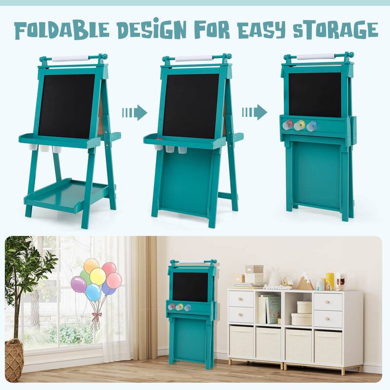 Costway Foldable Easel for Kids 3-in-1 Double-sided Art Easel with - See Details