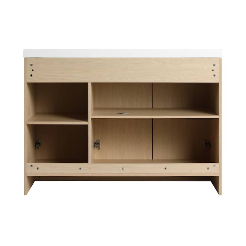 Bathroom Vanity With Resin Sink In 36/42/48 Inch, Freestanding Bathroom Vanity With Soft Close Doors And Shelf