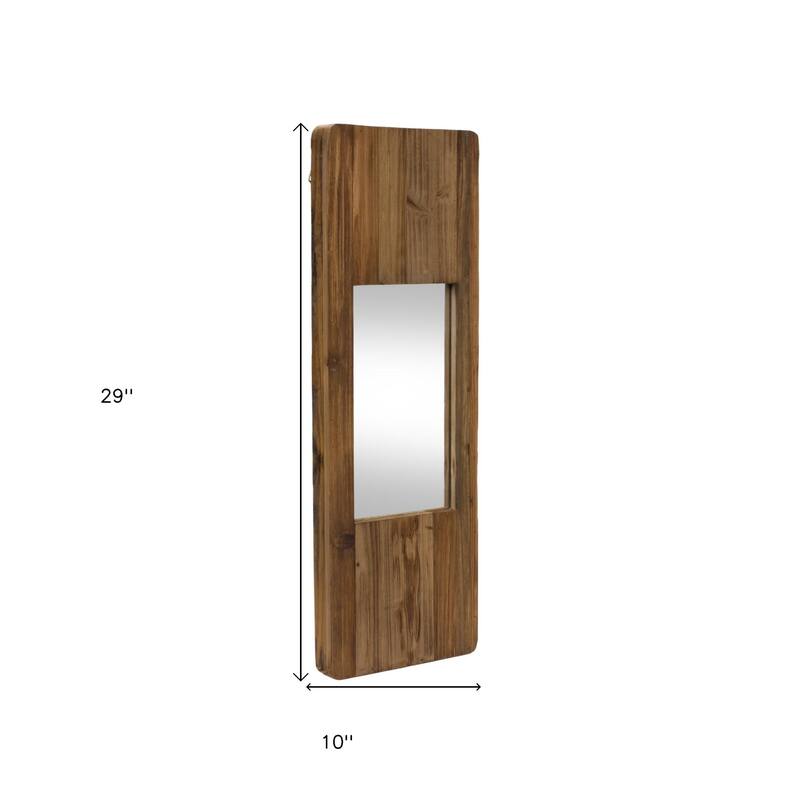 HomeRoots 29" Brown Wood Framed Accent Mirror - 10' X '29' X '1.5