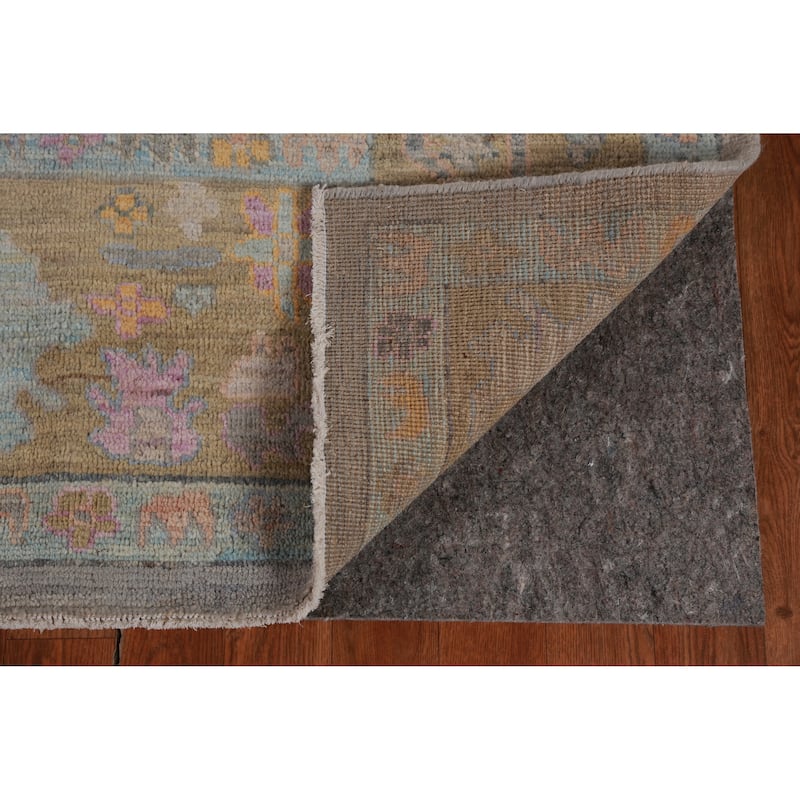 Hand Knotted Oriental 100% Wool Carpet Transitional All-Over Greys & Charcoal Oushak Area Rug - 9' 3'' X 7' 9''