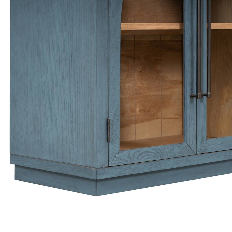 Kitchen Sideboard with Arched Glass Doors and Adjustable Shelves
