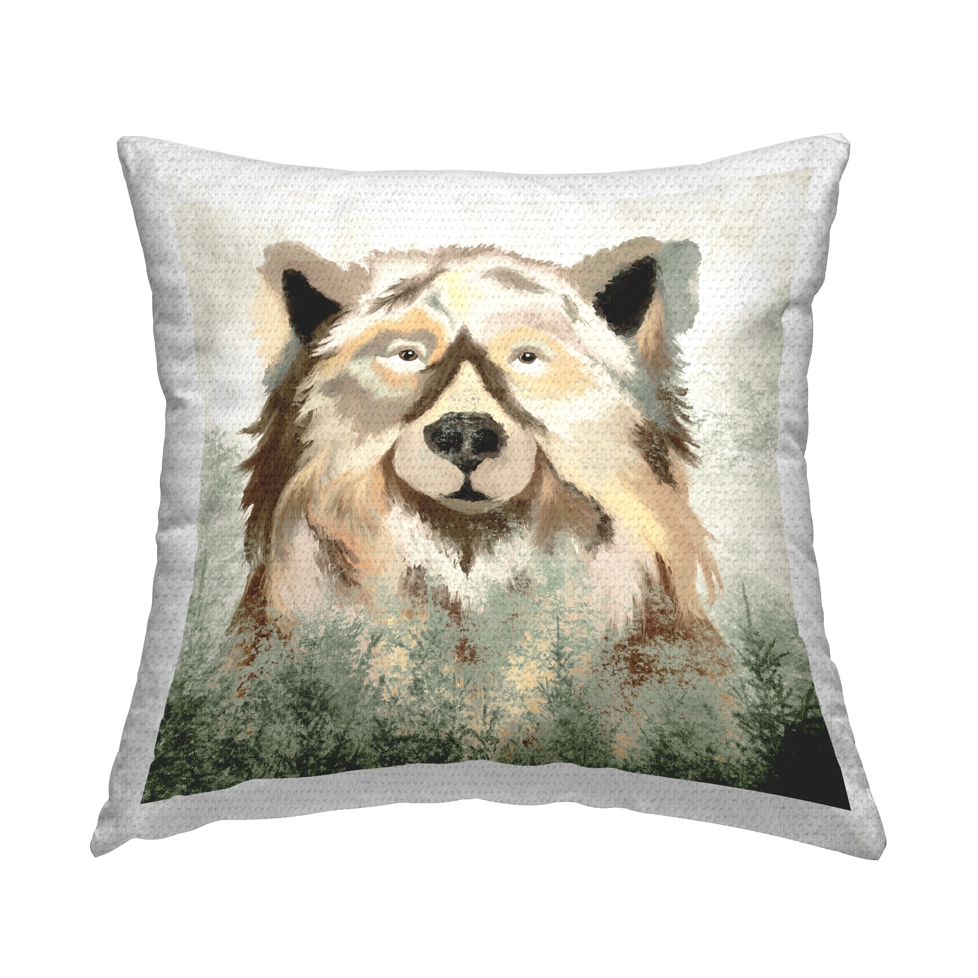 Stupell Mountain Brown Bear Trees Printed Outdoor Throw Pillow Design by Elizabeth Medley