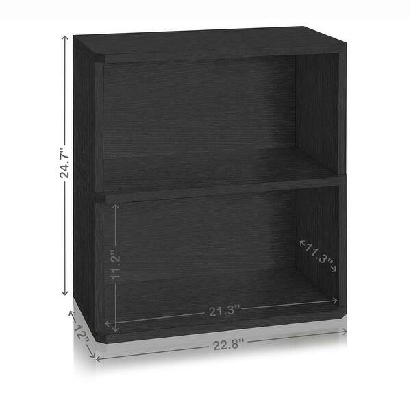 WAY BASICS 2-Tier Bookcase Rack Storage Functional Shelf Display (Black ...