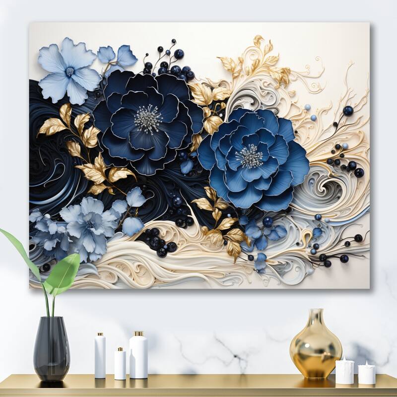 Designart "Liquid Ink Spiralscape I" Abstract Spirals Canvas Wall Art