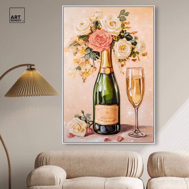 Blooming Champagne Vase Canvas by Art Remedy