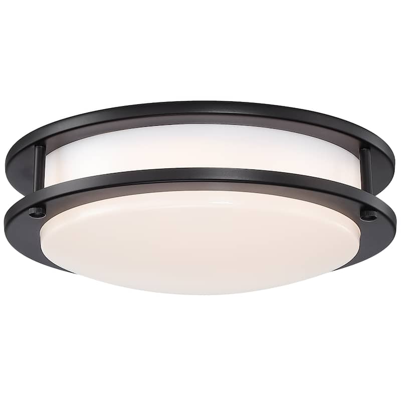 1-Light Metal Rounded LED Flush Mount Ceiling Light - 3.5'' H X 11'' W X 11'' D