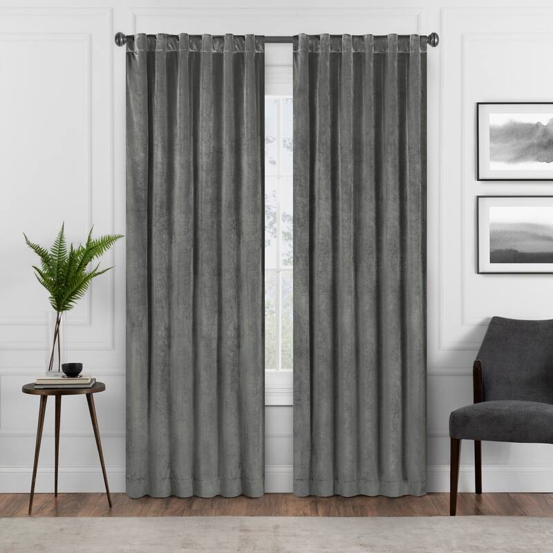Eclipse Harper Velvet Absolute Zero Blackout Window Panel - 108 Inches - Charcoal
