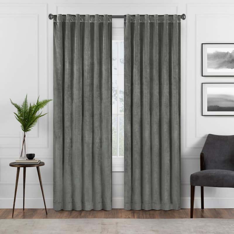 Eclipse Harper Velvet Absolute Zero Blackout Window Panel - 84 Inches - Charcoal