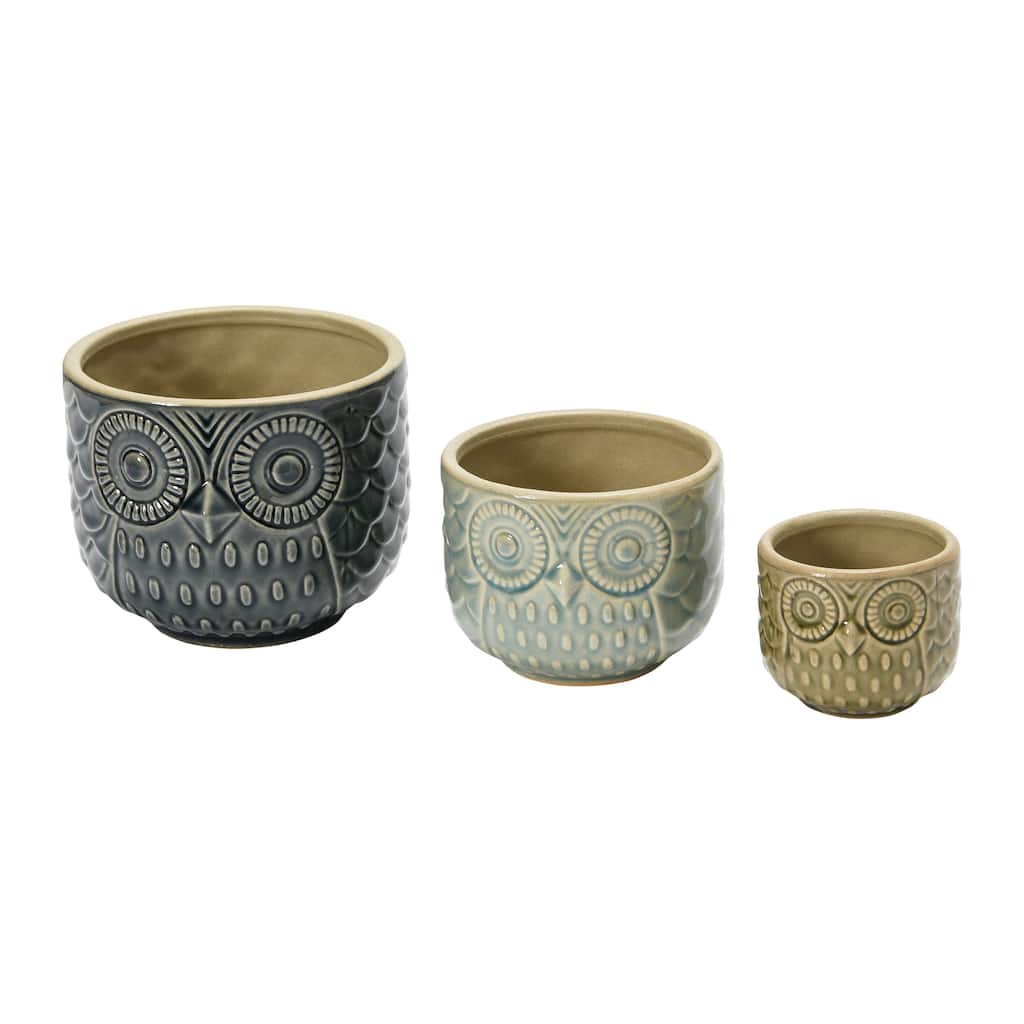 Decorative Stoneware Owl Containers