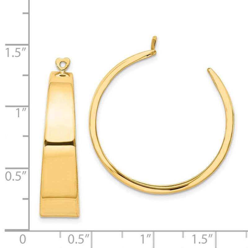 Curata 14k Yellow Gold Graduating Polished Hoop Earrings Jackets 30x8mm