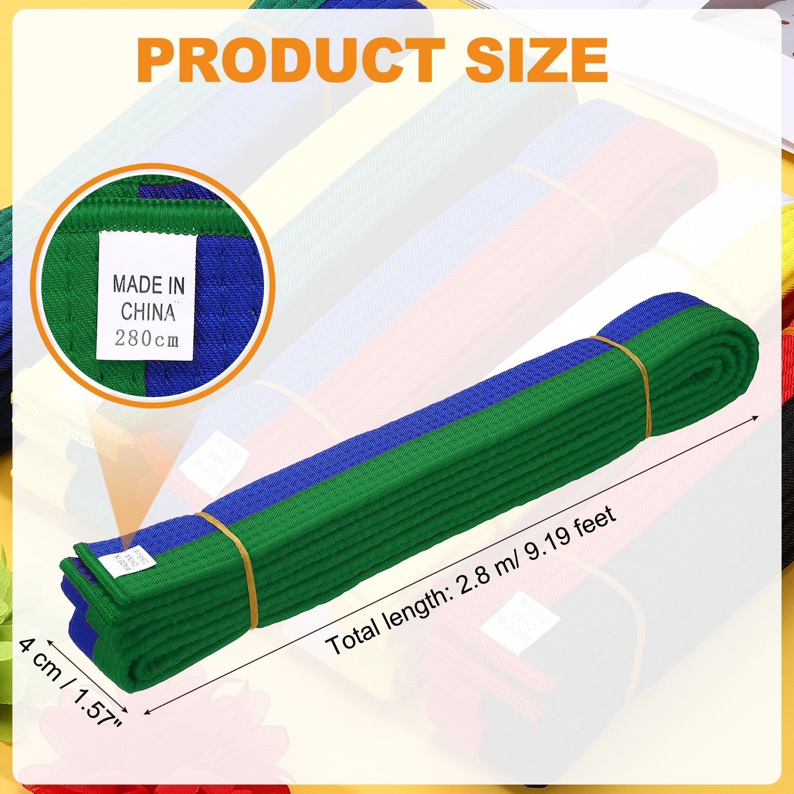 Karate Belt Martial Arts Ranking Belts Solid Cotton Double-Layered Core Long Soft Uniform Training Equipment