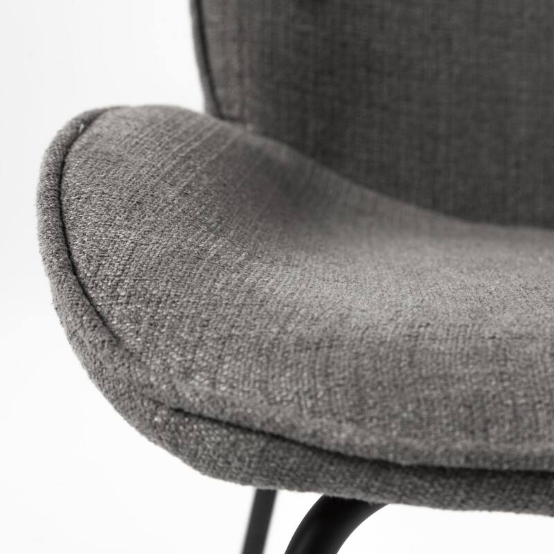 Set of 2 Upholstered Fabric Dining Side Chairs with Black Legs for Dining Room - 26” x 21” x 34”