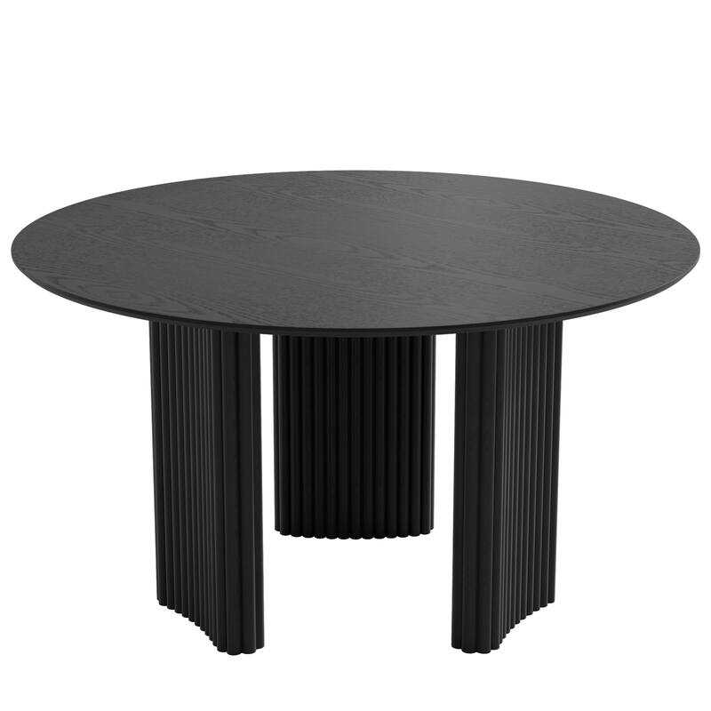 Dovelina 52" Round Dining Table with Artistic Fluted Base for Family