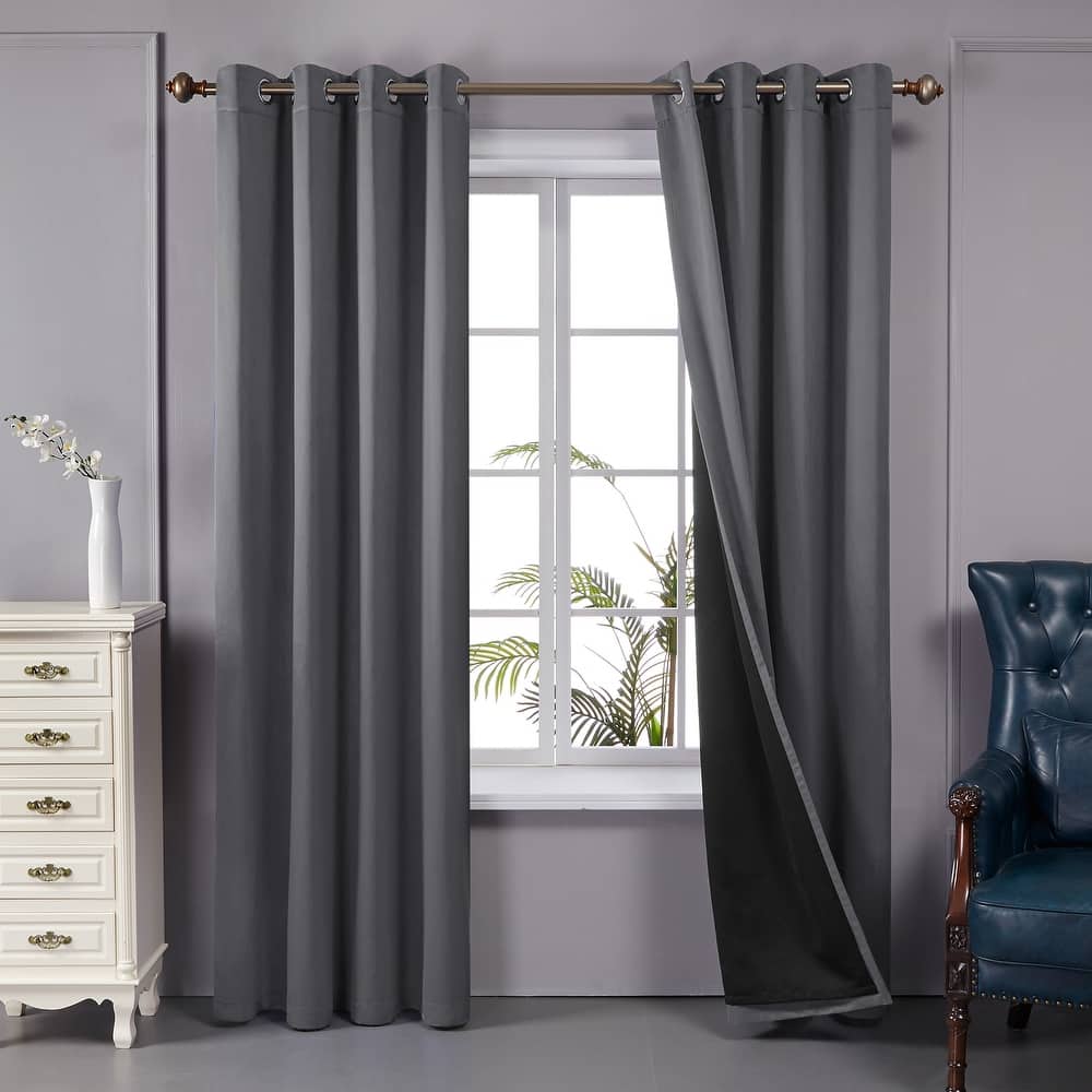 Deconovo 100 Percent Blackout Double Layers Lined Curtain (2 Panel)