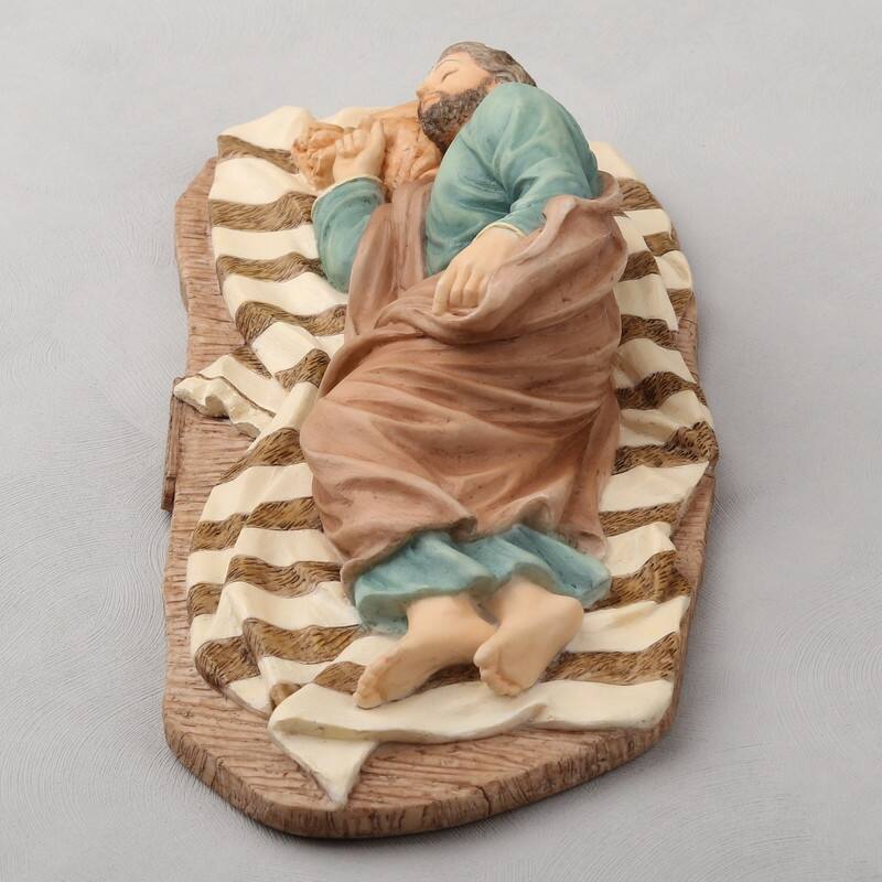 8.3 inches Width Polyresin Sleeping Saint Joseph Multicolor Finish Figurine