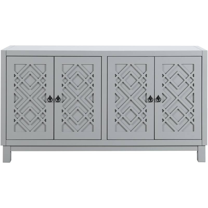 Large Storage Space Sideboard, 4 Door Buffet Cabinet with Pull Ring Handles