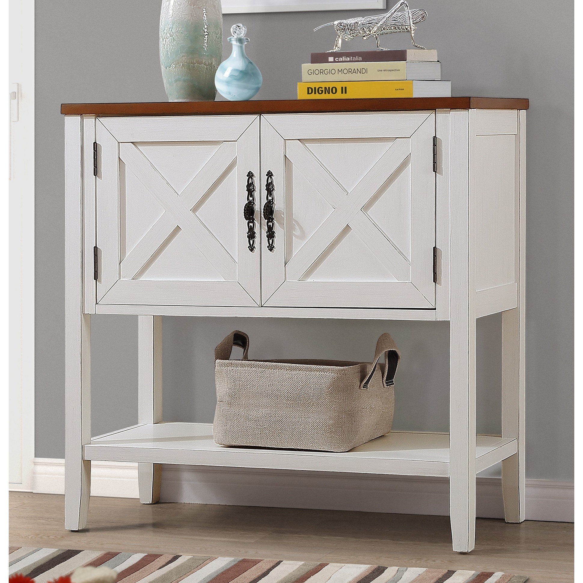 Farmhouse white online console table