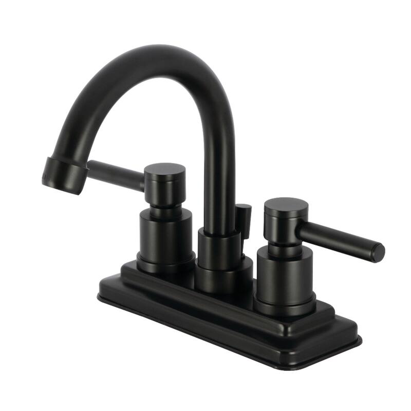 Kingston Brass Concord Two-Handle 3-Hole Deck Mount 4" Centerset Bathroom Faucet with Brass Pop-Up - Matte Black