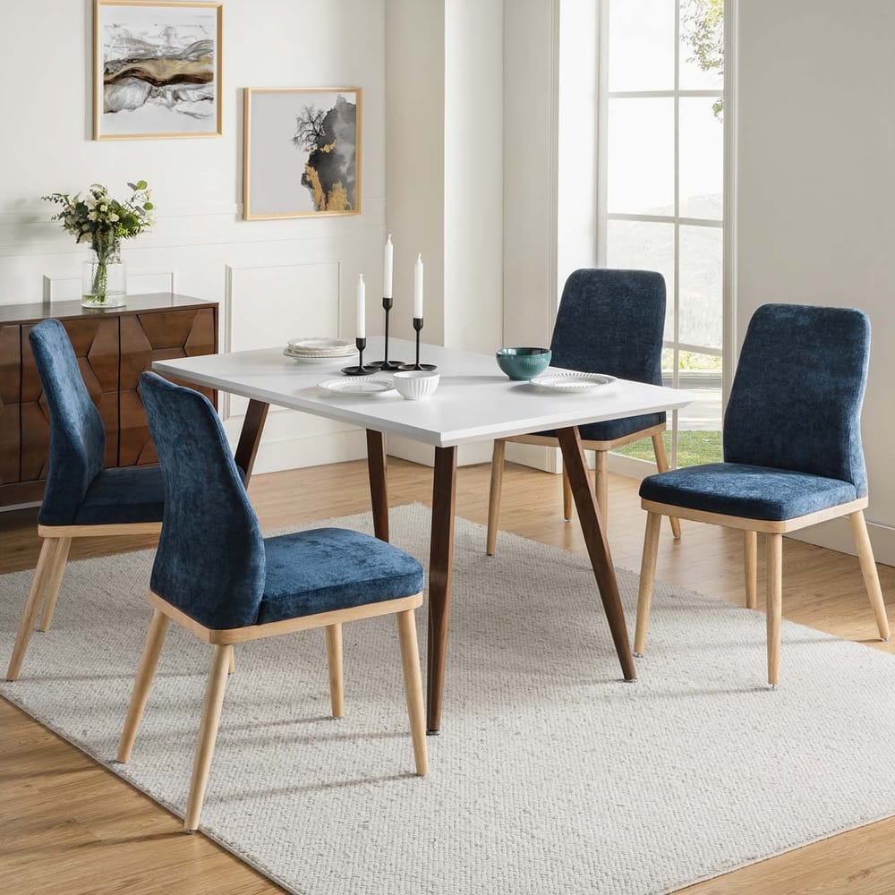 Emilia Mid-century Modern Upholstered Dining Chair Set of 4 by HULALA HOME