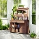 preview thumbnail 15 of 17, 65.7'' H Tall Garden Potting Bench Table with Hutch Patio Storage Workstation for Mudroom Doorway Brown