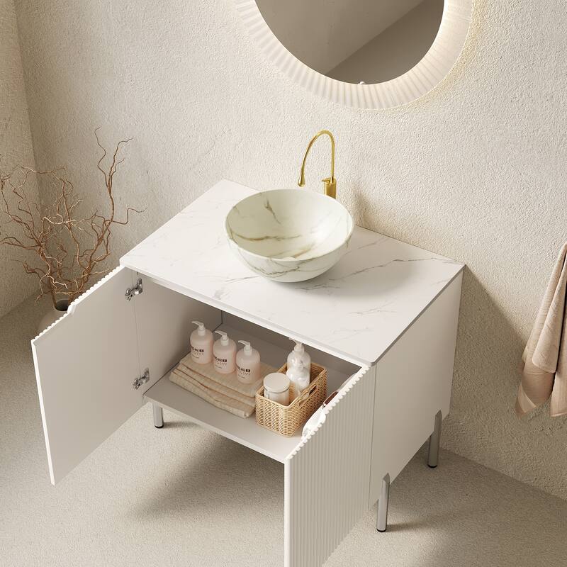 30" Freestanding Bathroom Vanity with Vessel Round Basin