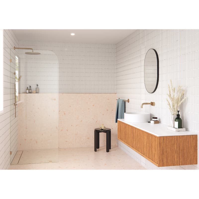 Glass Warehouse 30" x 78" Frameless Shower Door - Single Fixed Panel Radius