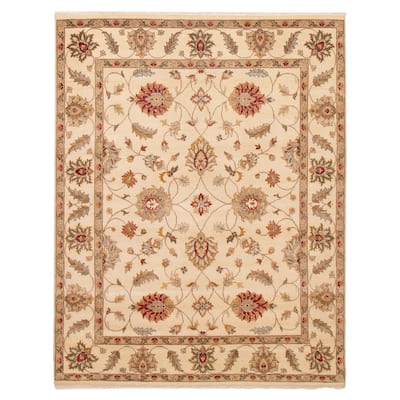 ECARPETGALLERY Hand-knotted Jamshidpour Cream Wool Rug - 6' 6" x 8' 3"