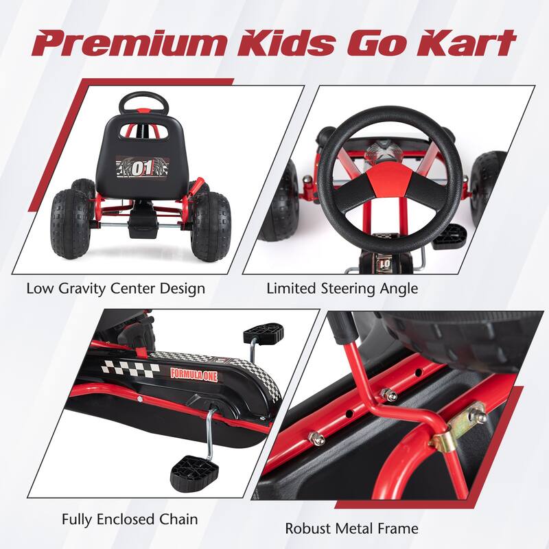 Gymax Kids 4-Wheel Pedal Go Kart w/Clutch & Hand Brake Multi-Terrain