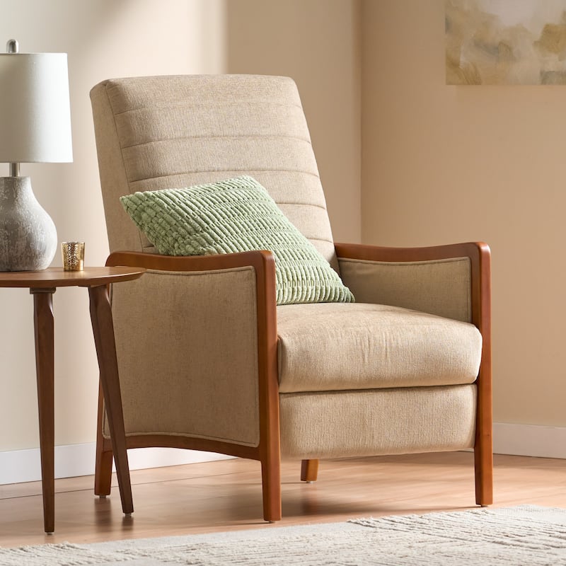 Mid‑Century Modern Push‑Back Recliner Chair with Channel Stitching