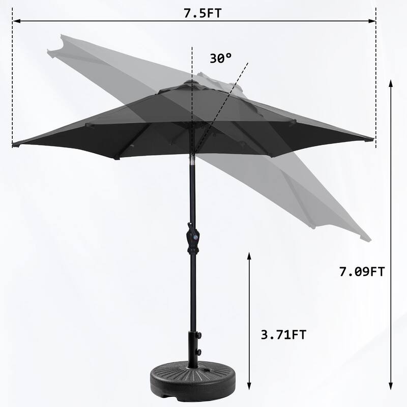Autlaycil 7.5FT Solar Patio Umbrella with Base and Tilt,Crank