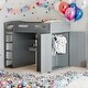 preview thumbnail 2 of 11, Full Size Loft Bed with Desk,Wardrobes,4 Drawers and 4 Shelves,Kids Bedroom Sets