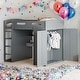 preview thumbnail 1 of 11, Kids and Baby Full Size Loft Bed with Desk,Wardrobes,4 Drawers and 4 Shelves Grey
