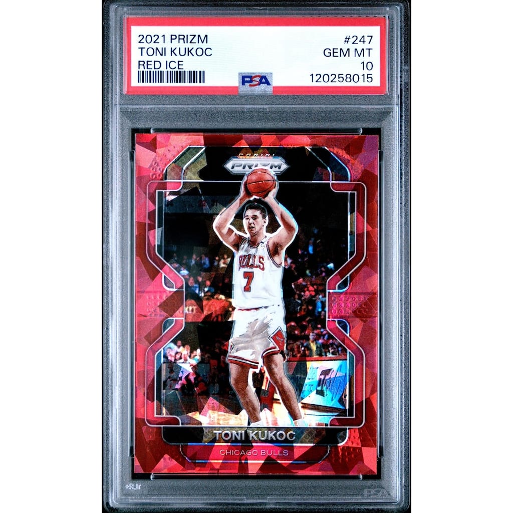 Toni Kukoc 2021 Panini Prizm Red Ice Basketball Card #247 Graded PSA 10 Cert # 120258015 - 8' x 11'