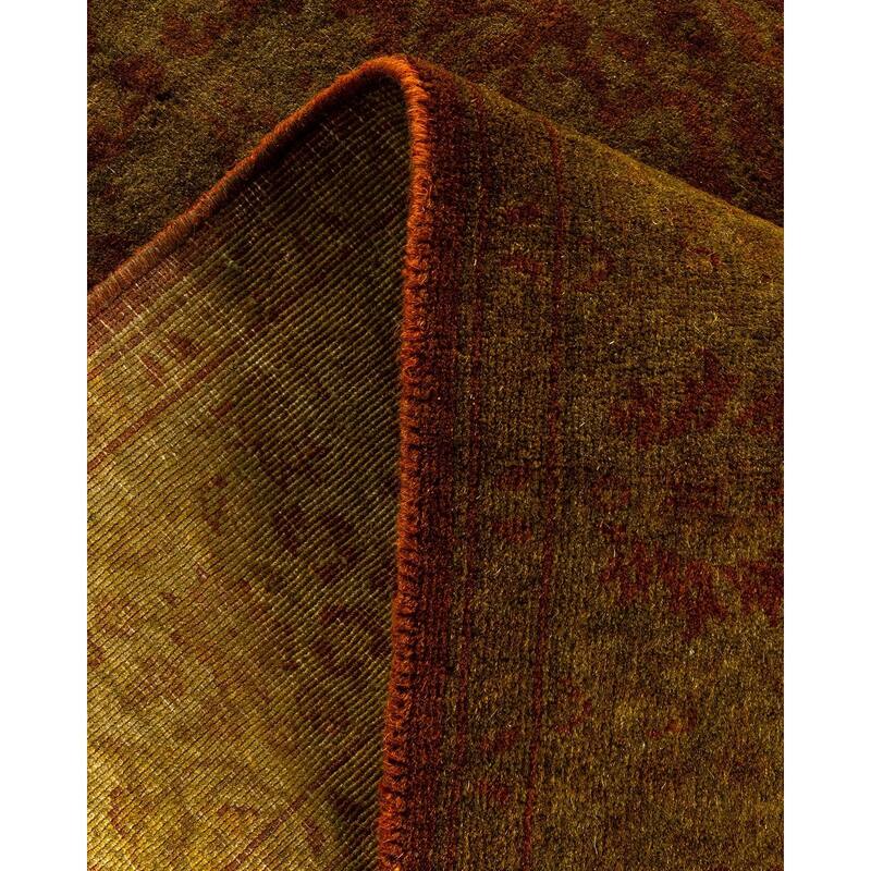 Overton Hand Knotted Wool Vintage Inspired Modern Contemporary Overdyed Brown Runner Rug - 2' 7" x 12' 3"